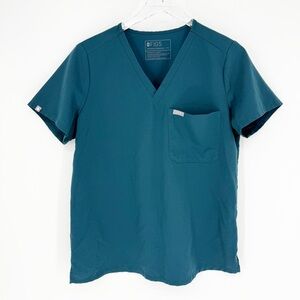Figs Catrina One‎ Pocket V Neck Scrub Top M Blue